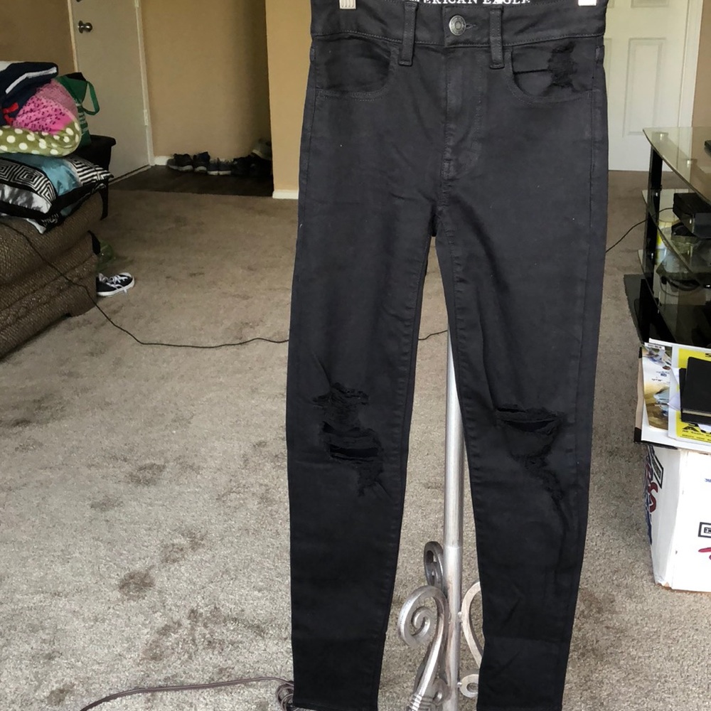 American Eagle Hirise jegging black, size 00 short